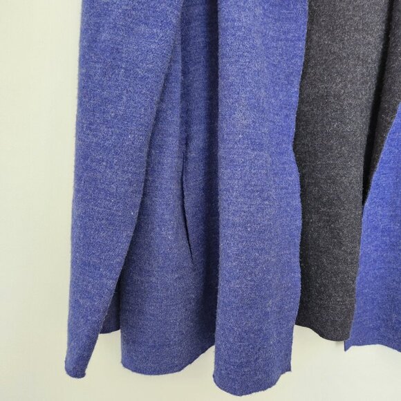 Eileen Fisher Women’s Medium Merino Wool Sweater Jacket Blue Felted Double Knit - Picture 3 of 7